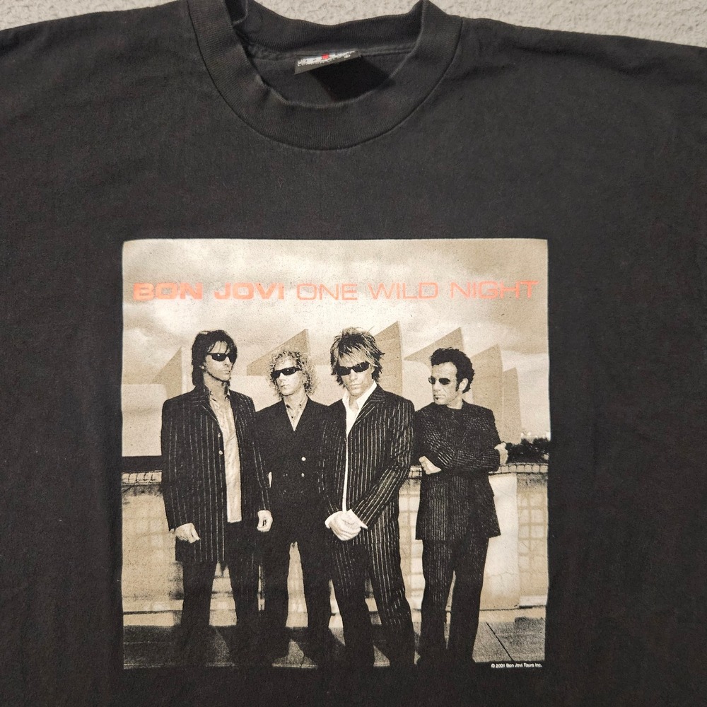 Vintage 2001 Bon Jovi Shirt Mens Size Large One Wild Night World Tour Y2K